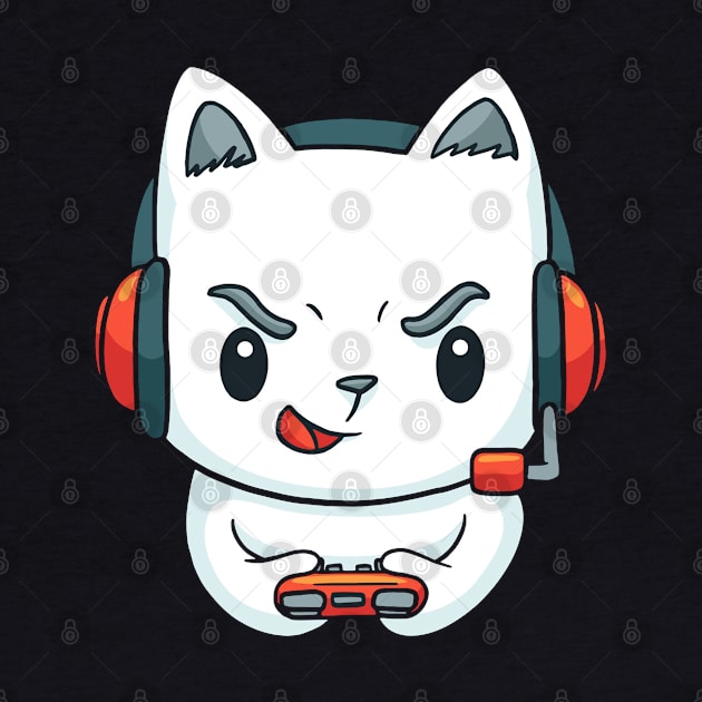 Cute Funny Cat Playing Video Games - Cat Lover by Artistic muss